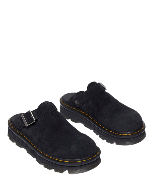 ZEBZAG SUEDE CASUAL SLINGBACK PLATFORM MULES BLACK